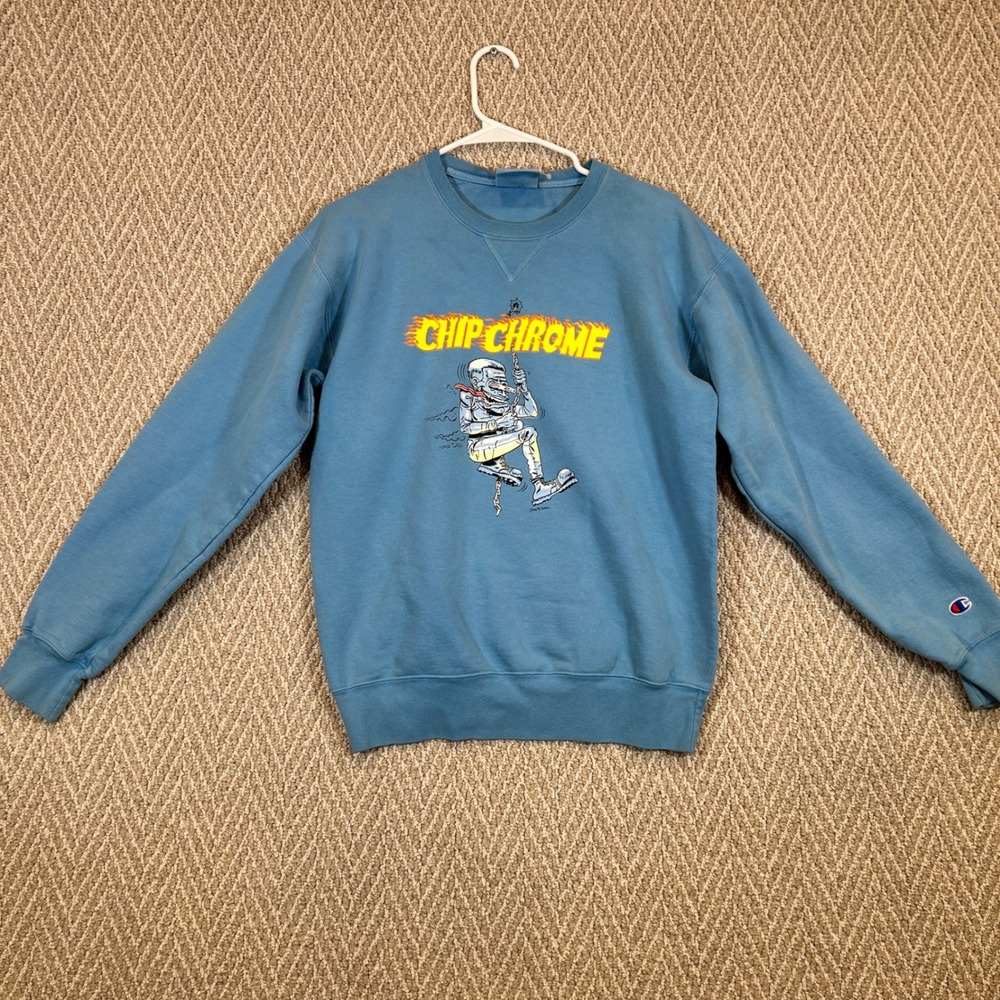 Champion Sweatshirt Mens Small Blue Chip Chrome Graphic Chris M Wilson